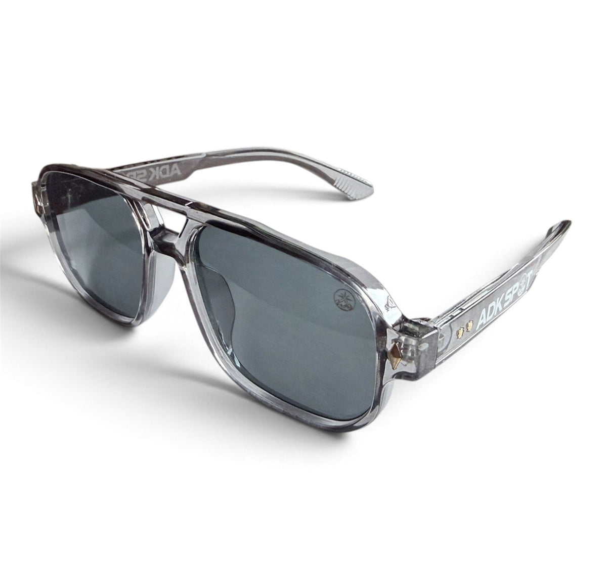 ADK Spot Optics The Granite sunglasses with smoke lenses and transparent gray frames